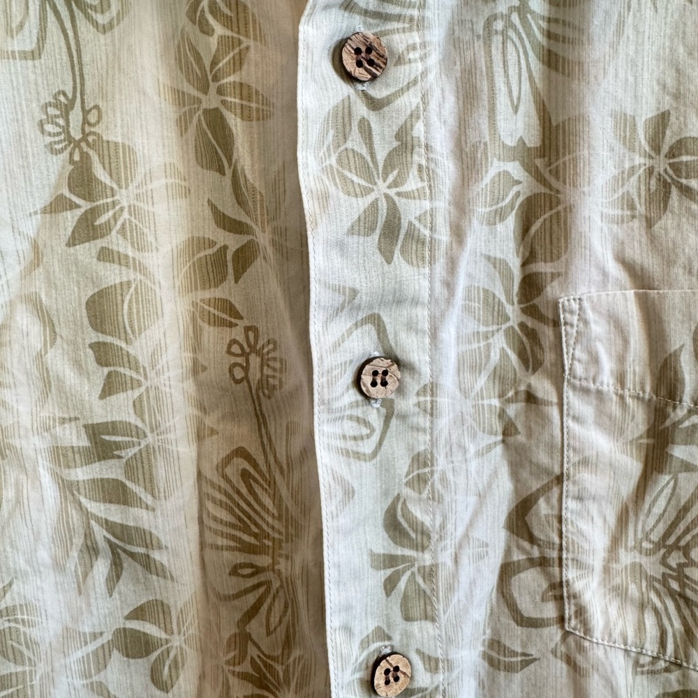 Sideout Hawaii Green Flower Shirt Men’s Large Short Sleeve Button Down - Picture 3 of 4